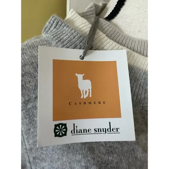 NWT Diane Snyder Cashmere Glenn Triple Band Gray Layered Cardigan size M - Picture 12 of 16